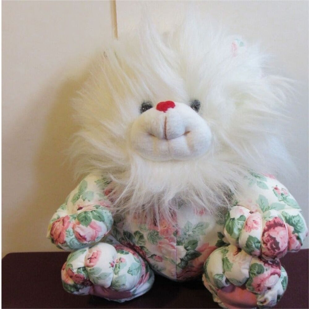 Floral Lion Plush Animal Heart Nose Sitting Room Decor Fabric Body Lemonwood